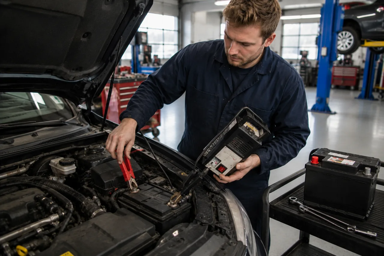 Car battery testing and replacement at Big O Tires Maple Ridge